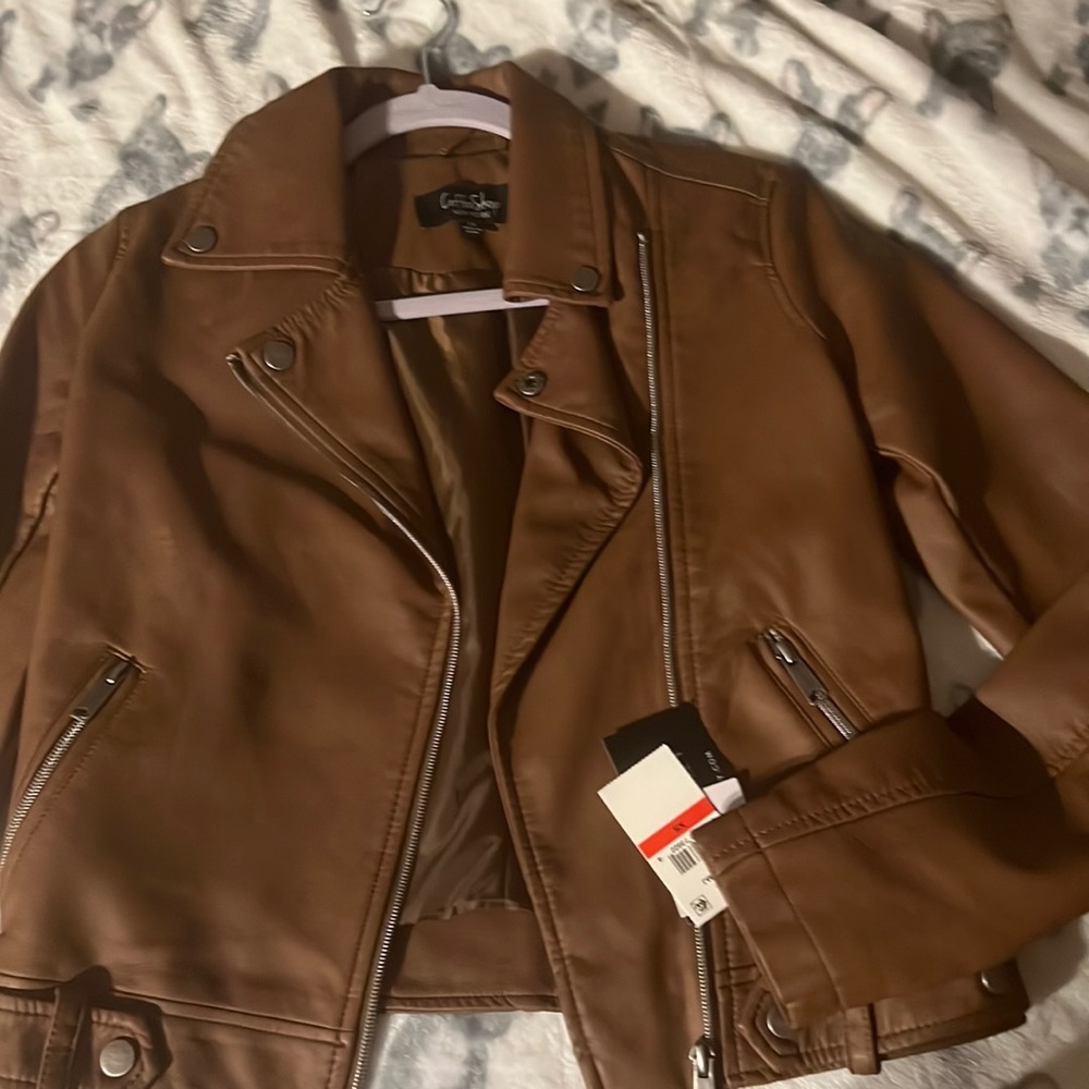 XS COFFEE SHOP NEW YORK BROWN LEATHER JACKET